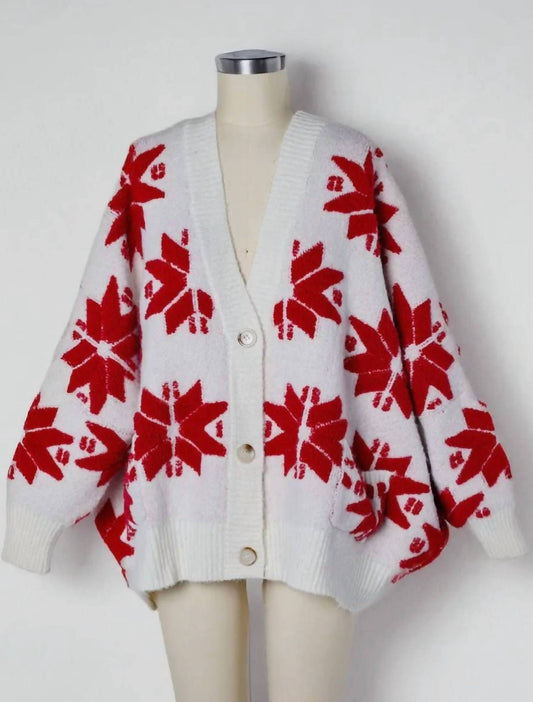 Bucketlist - Oversized Winter Star Snowflake Sweater Cardigan