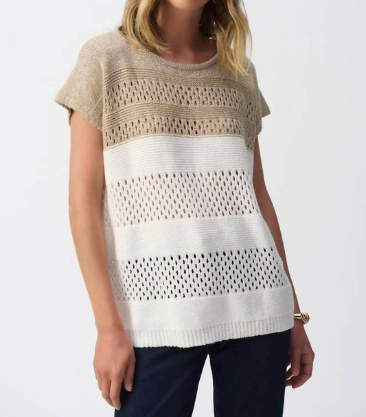 Joseph Ribkoff - Color Block Metallic Sweater Knit Pullover