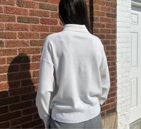 The 73 Asymmetrical Collar Sweater Top in ecru - women's sweater - alternate view