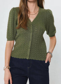Current Air - Puff Sleeve Scalloped Edge Top