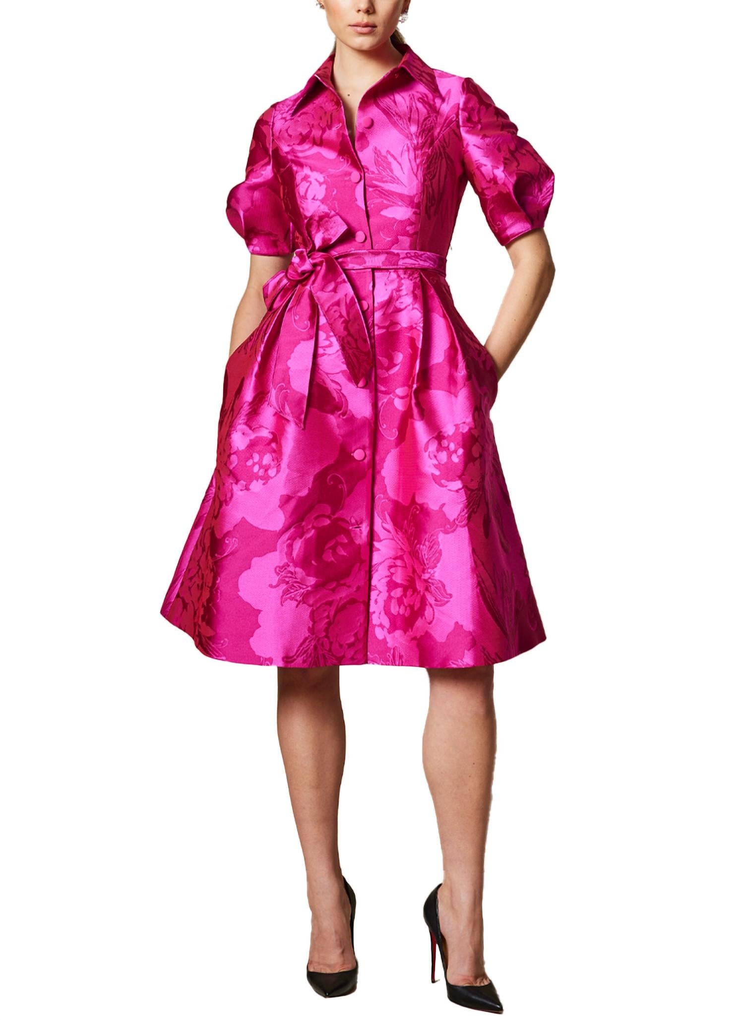 Teri Jon - Puff Sleeve Abstract Dress