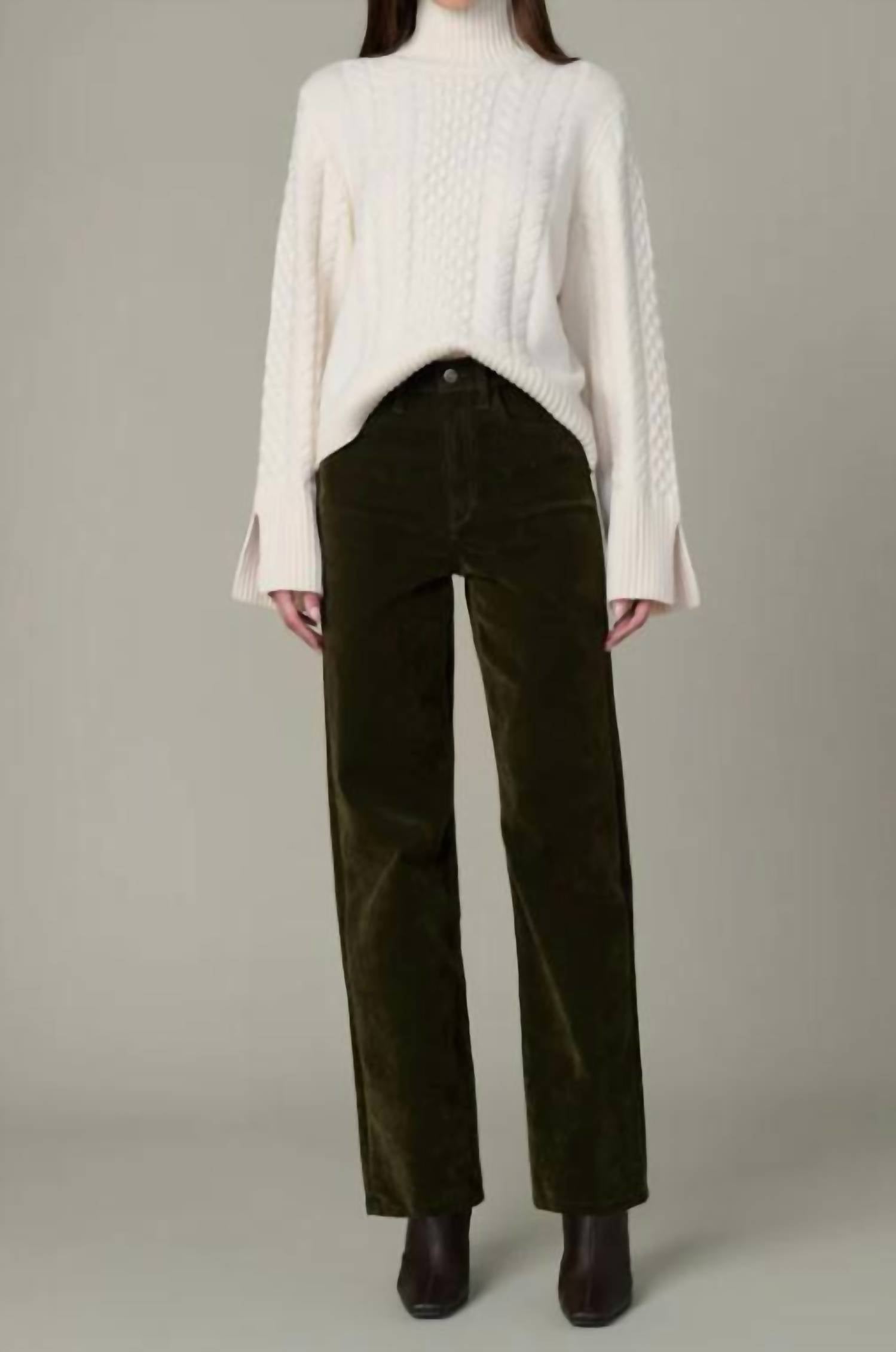Joe's Jeans Margot Flocked Straight Jeans in olive - women's jeans