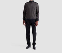 Bugatchi Uomo Diagonal Stripe Melange Quarter Zip Sweater in taupe - men's sweater - view 4