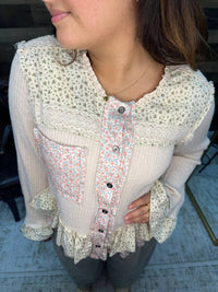 Pol - Women's Ruffle Button Down Top