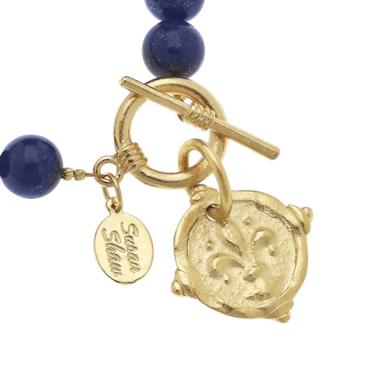 Susan Shaw - Women's Fleur De Lis On Genuine Lapis Bracelet
