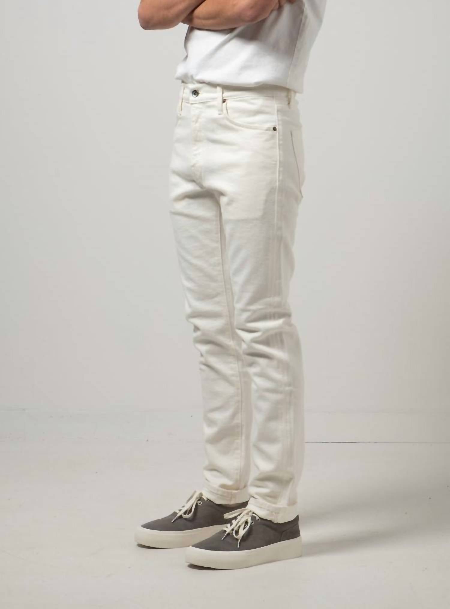 C.O.F. Studio M7 Tapered Jeans in ecru stone wash 1 - men's jeans - alternate view