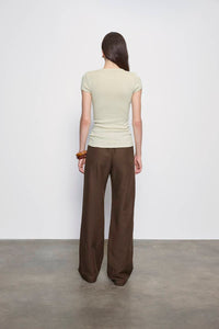 Enza Costa - TEXTURED RIB CAP SLEEVE CREW TOP