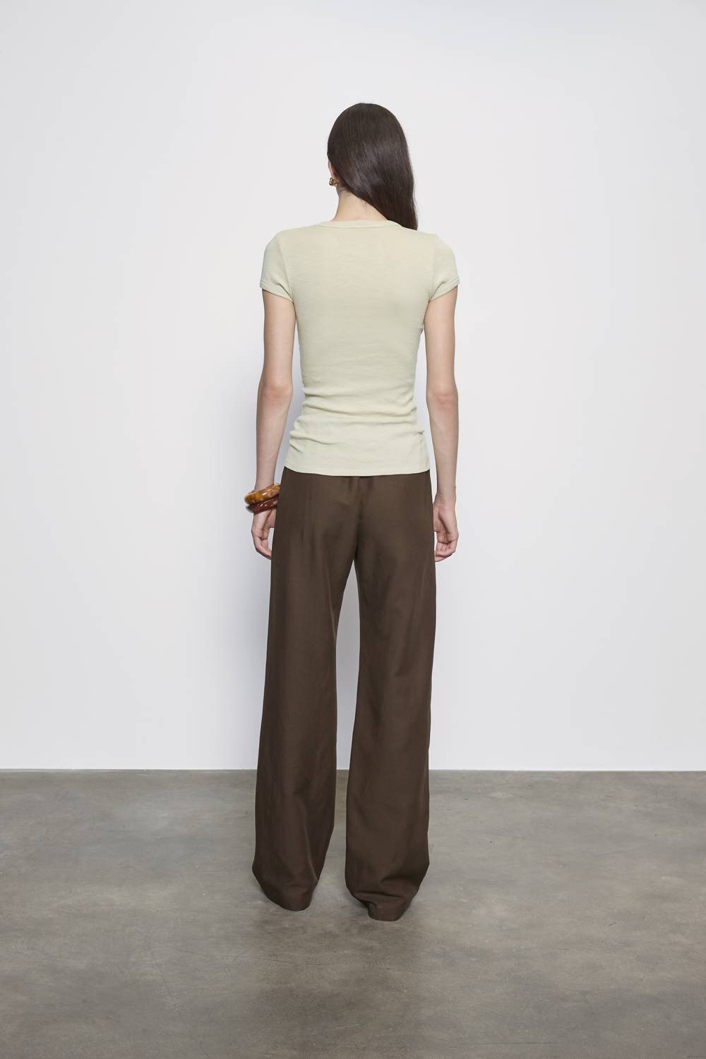 Enza Costa - TEXTURED RIB CAP SLEEVE CREW TOP