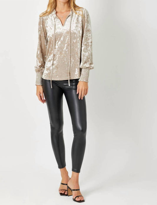 Mystree - Prosecco Smocked Velvet Blouse