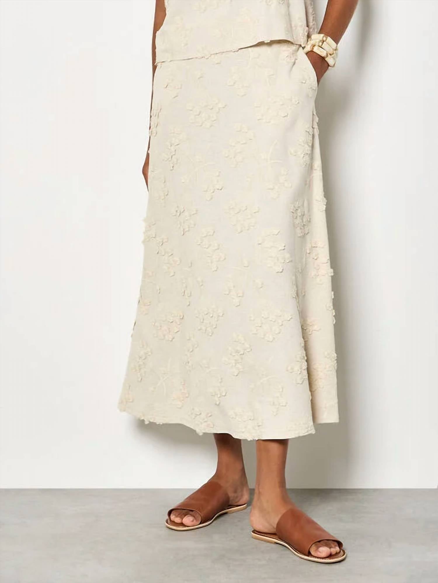 Apricot - Dandelion Embroidered Midaxi Skirt