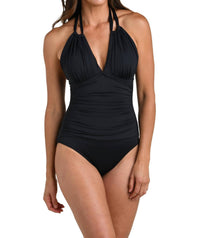 La Blanca Standard Island Goddess High Neck Keyhole Mio One Piece Swimsuit in black - women's swimwear - view 4