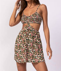 Sky To Moon - Smocked Top Ribcage Cutout Dress