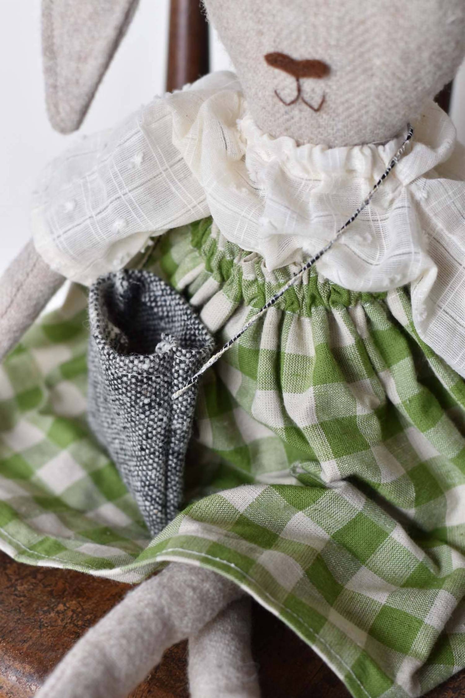 Woolgrass Farm - Ruthie The Rabbit With Gingham Skirt