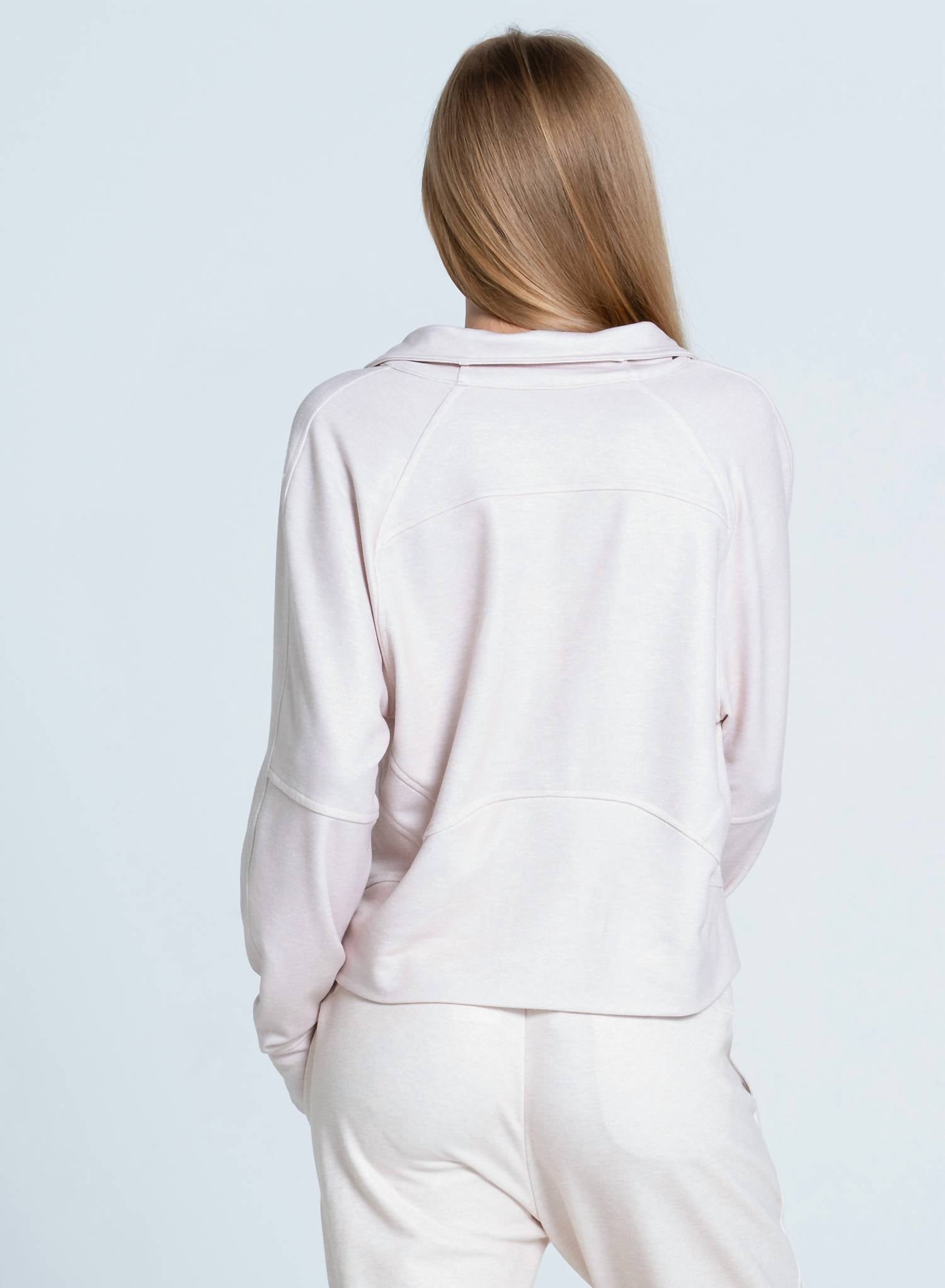 Lucky In Love - Renew Heather Zip Long Sleeve Pullover Sweater