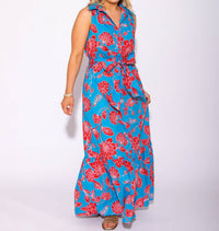Sugarlips - Women's Petal Collared Tie Waist Maxi Dress