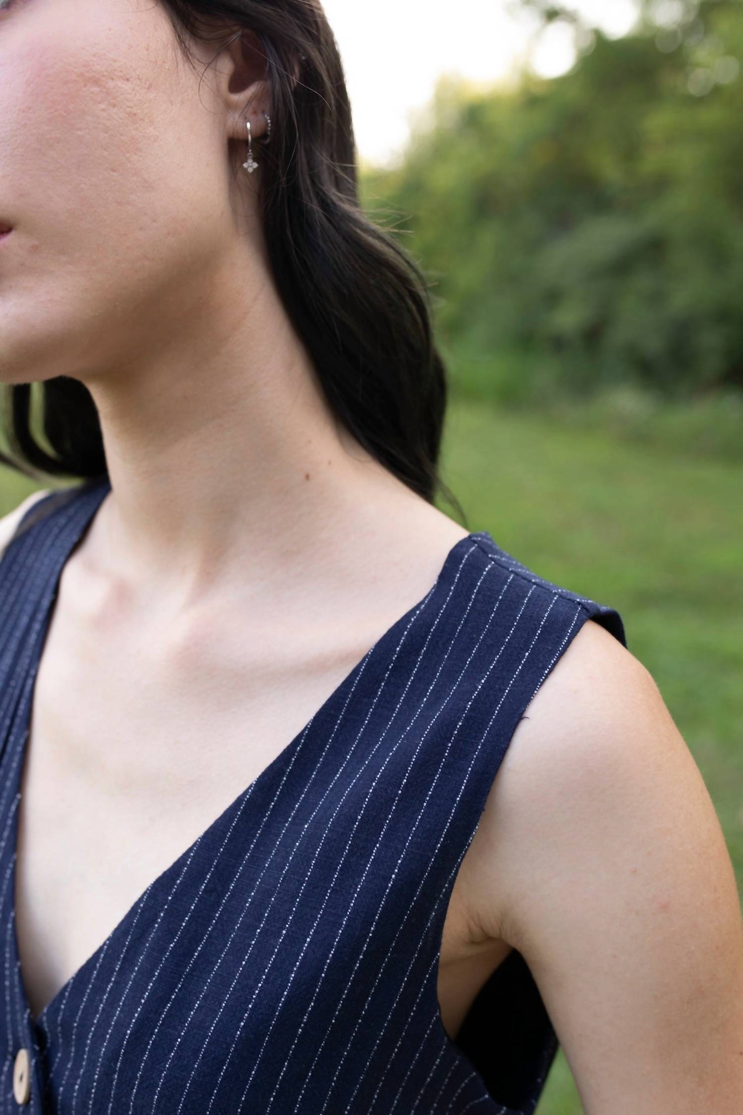 LUMIERE Classic Pinstripe Vest in navy - women's jacket - view 4