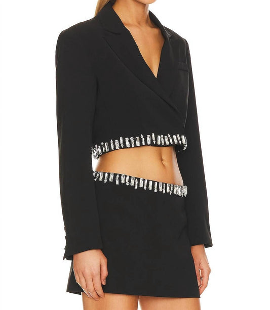Astr - The Hazel Rheinstone Trim Cropped Blazer