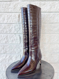 Paris Texas Women's Stiletto Heel Leather Boots in ebony - women's shoe