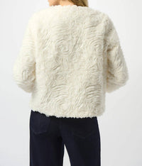 Joseph Ribkoff - Floral Rosette Faux Fur Jacket