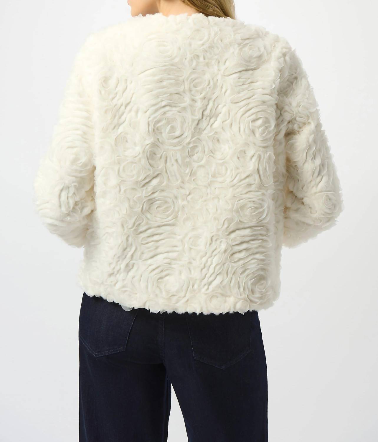 Joseph Ribkoff - Floral Rosette Faux Fur Jacket