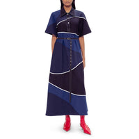 LOVEBIRDS Classic Colour-blocked dress in onyx midnight blue navy - women's dress