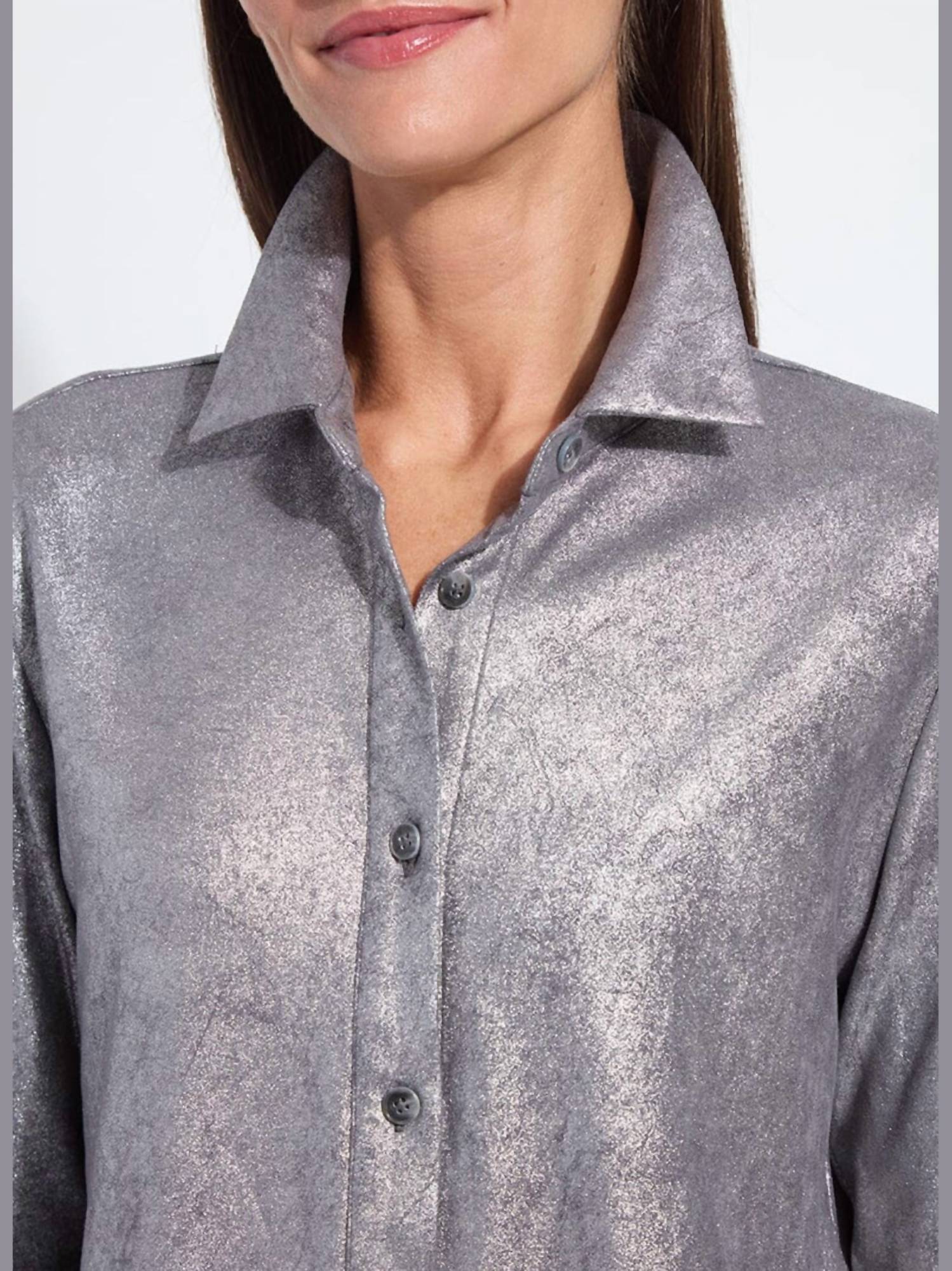 Lysse - Connie Patent Foil Suede Shacket