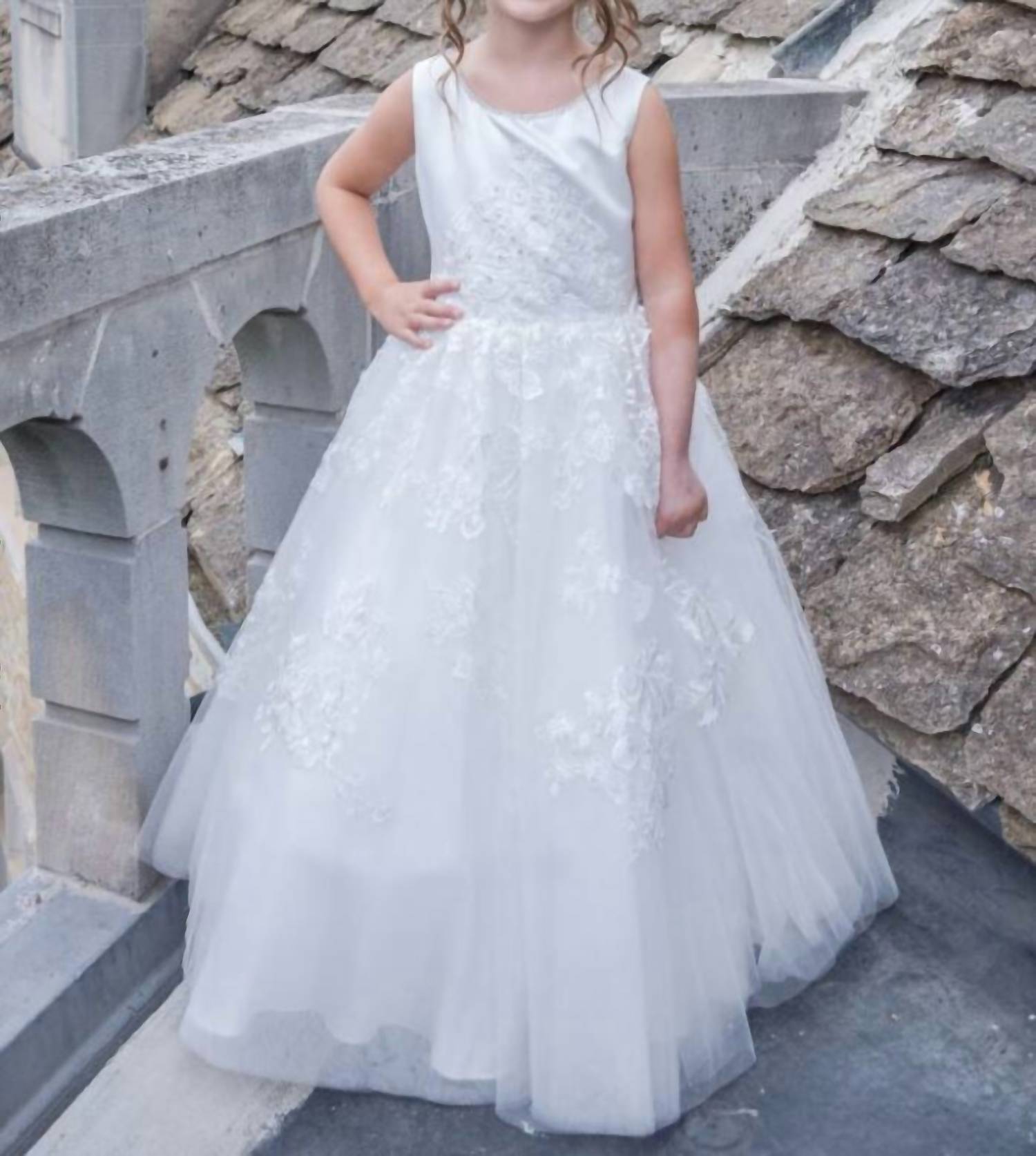 Macis - Girls Communion Lace Aline Long Dress