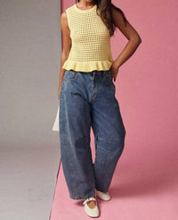 Papermoon - Open Knit Peplum Top