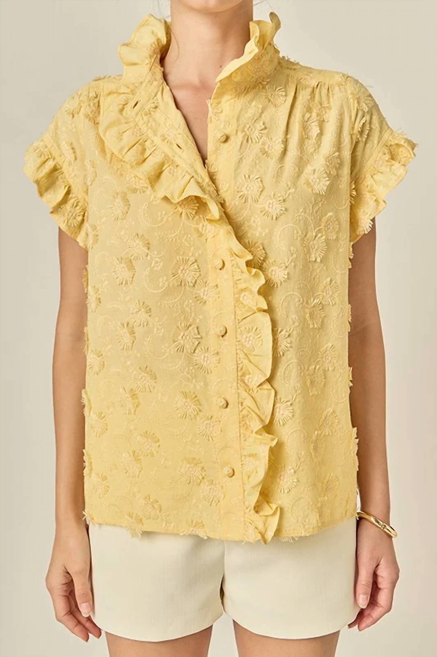 English Factory - Tansy Embroidered Ruffle Top