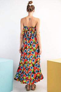 Easel - Floral Assymetrical Strapless Dress