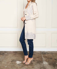 PAPARAZZI Linen Blend Jacket with Tonal Embroidery in oatmeal - women's jacket - view 5