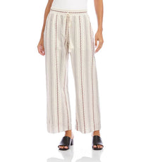 Karen Kane - Stripe Embroidered Cropped Drawstring Pants