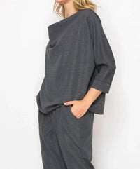 Joh - Drape Neck Knit Top & Pants Set