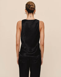Bella Dahl Beaded Trim Tank Top in black - women's tank top - alternate view