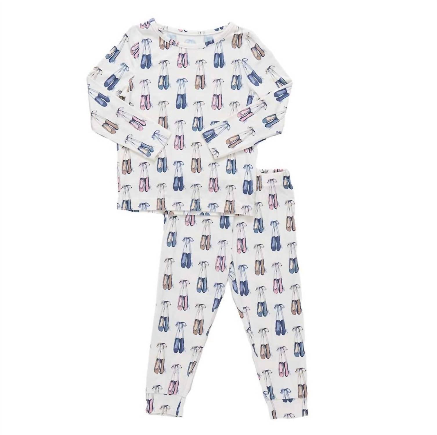 PINK CHICKEN Kid's Long Sleeve Pajama Set in ballet slipper - kids' sleepwear