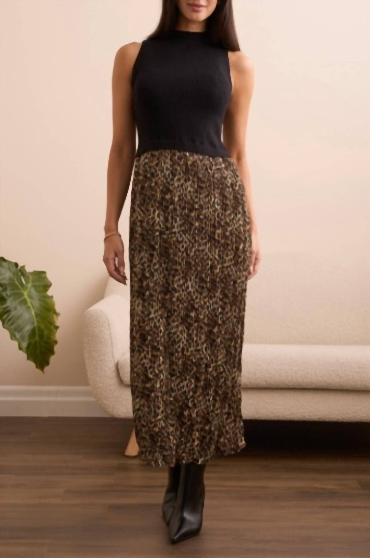 Tribal - Sleeveless Twofer Midi Dress