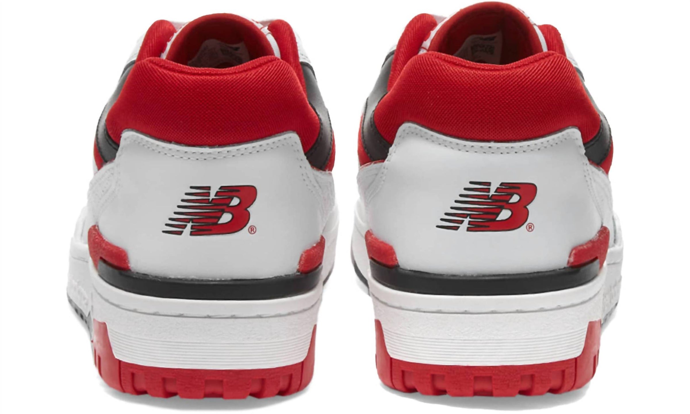New Balance Men's 550 Low Top Leather Lace Up Sneakers in white red - men's sneaker - view 5