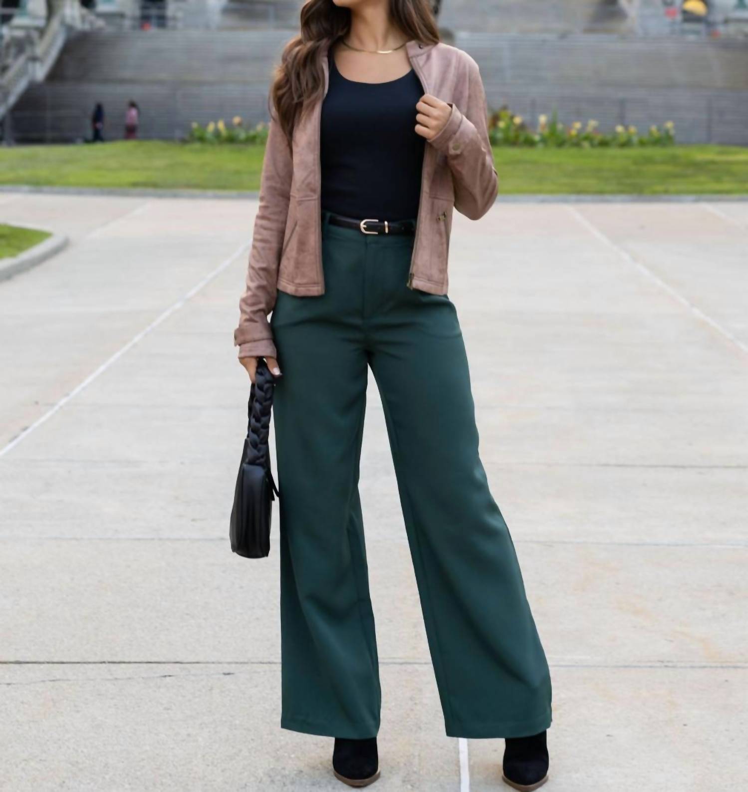 Grace And Lace - Pocketed Wide Leg Pants