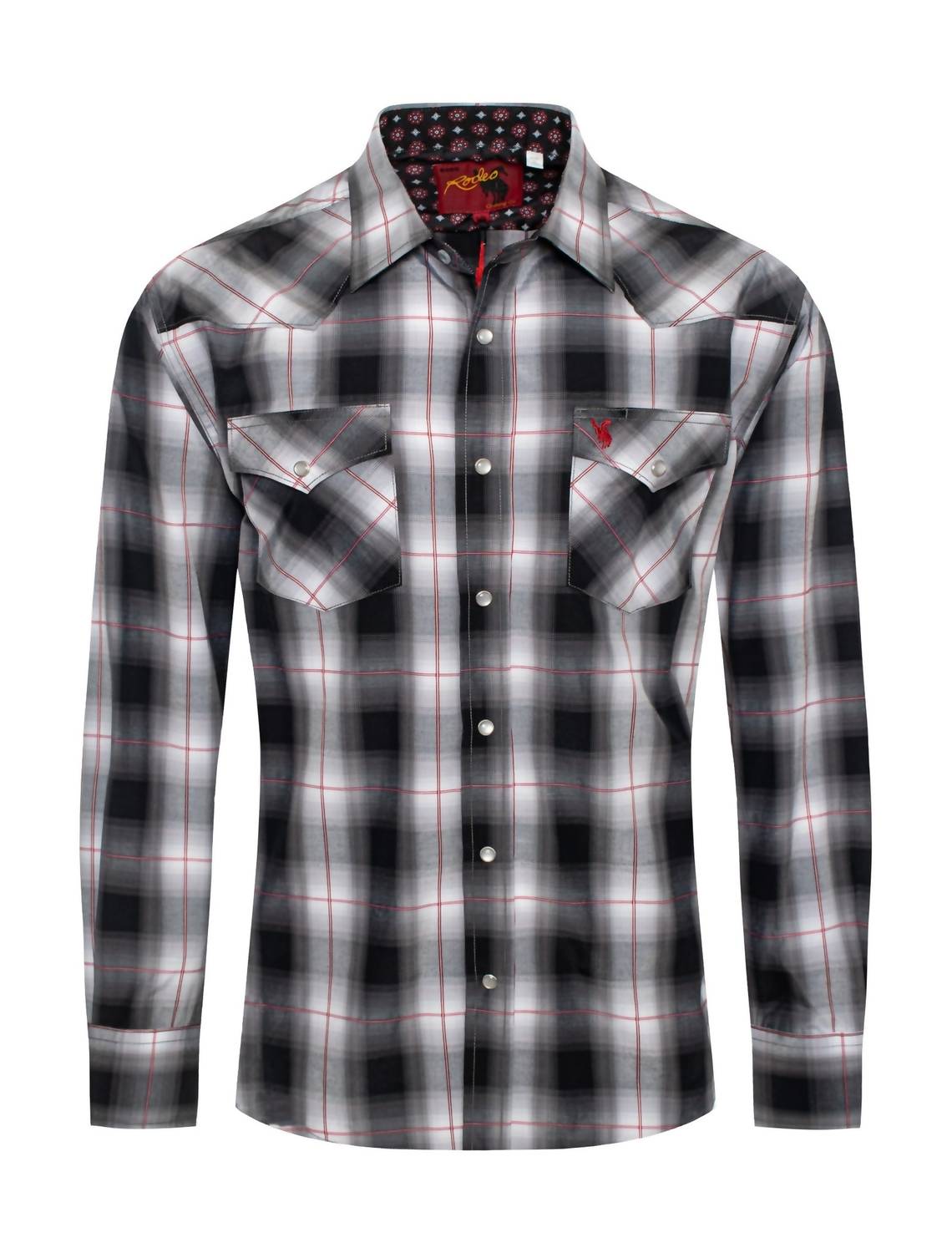 Rodeo Clothing - Men's Western Classic Long Sleeve Pearl Snap Button Plaid Shirt