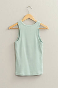 Double Zero Ribbed Tank Top in mint - women's tank top - detail view