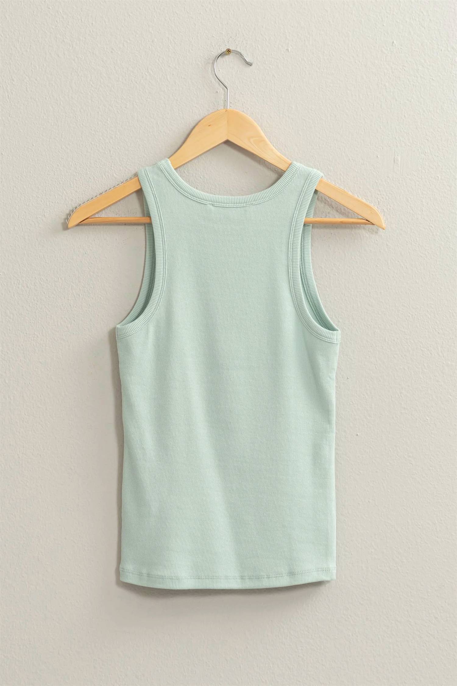 Double Zero Ribbed Tank Top in mint - women's tank top - detail view