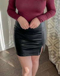 LUCY PARIS Vegan Leather Skirt in lavande - women's skirt