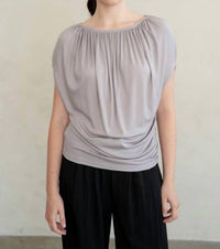 Elle Grey - Draped Gathered Neckline Blouse