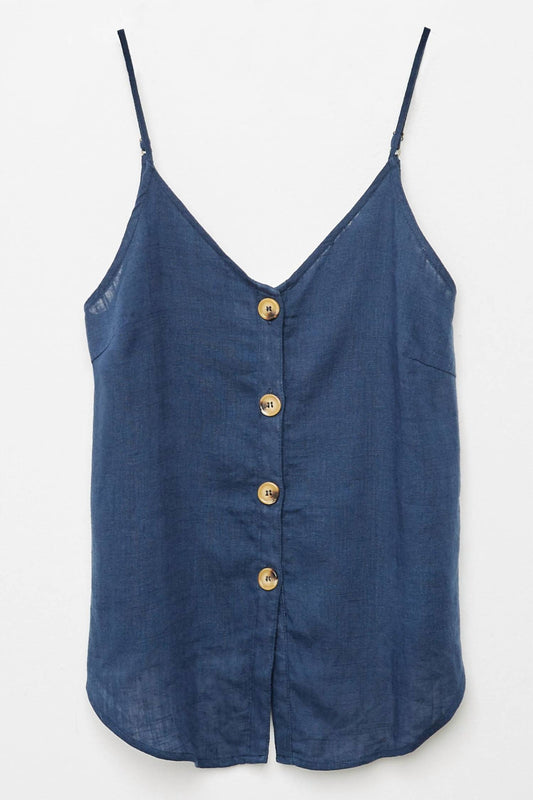 Linen Sleeveless Button-Down Tank