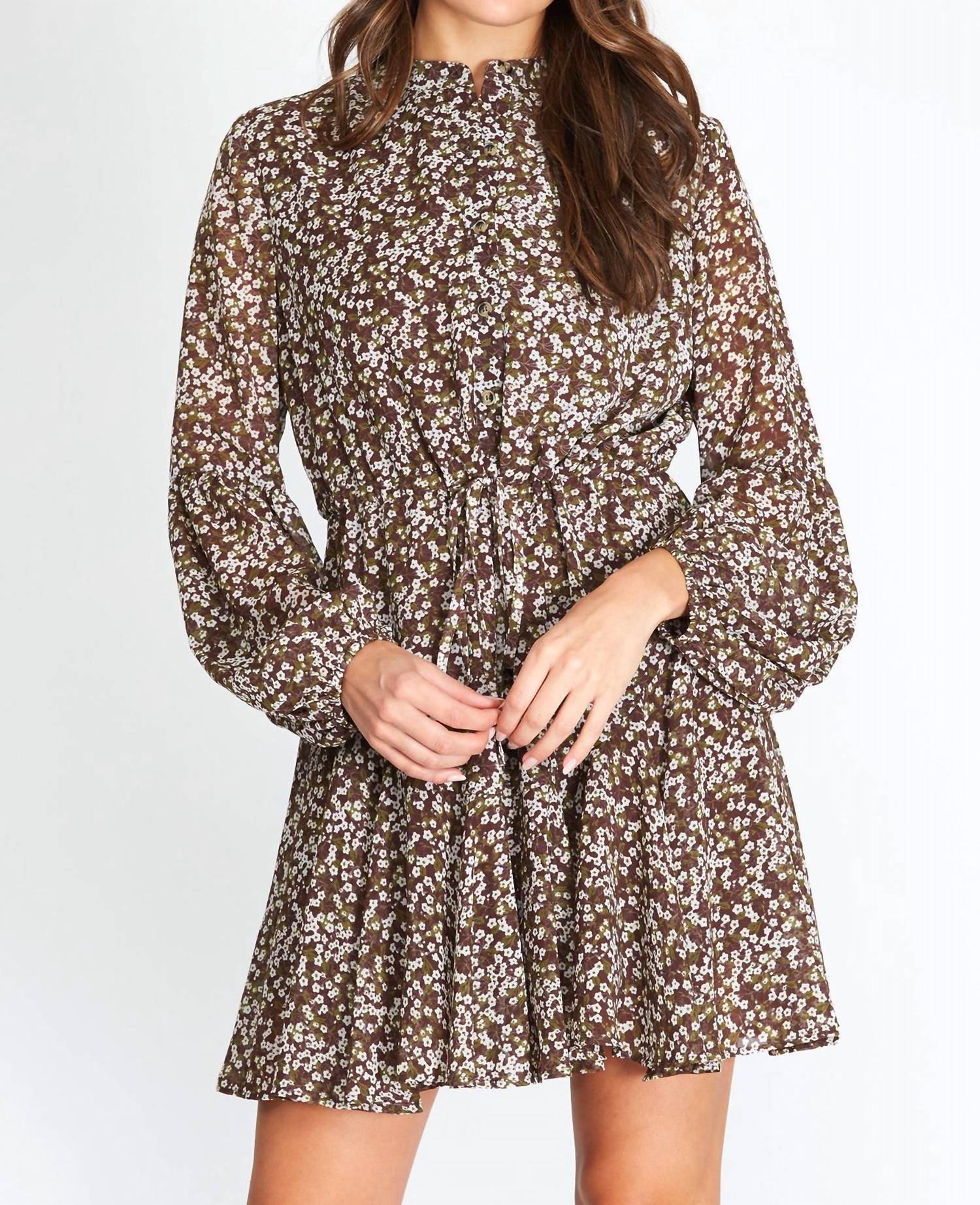 She + Sky - Long Sleeve Woven Button Up Dress