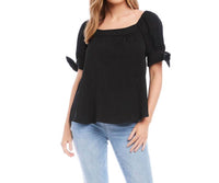 Karen Kane Bree Square Neck With Sleeve Ties Top in black - women's blouse