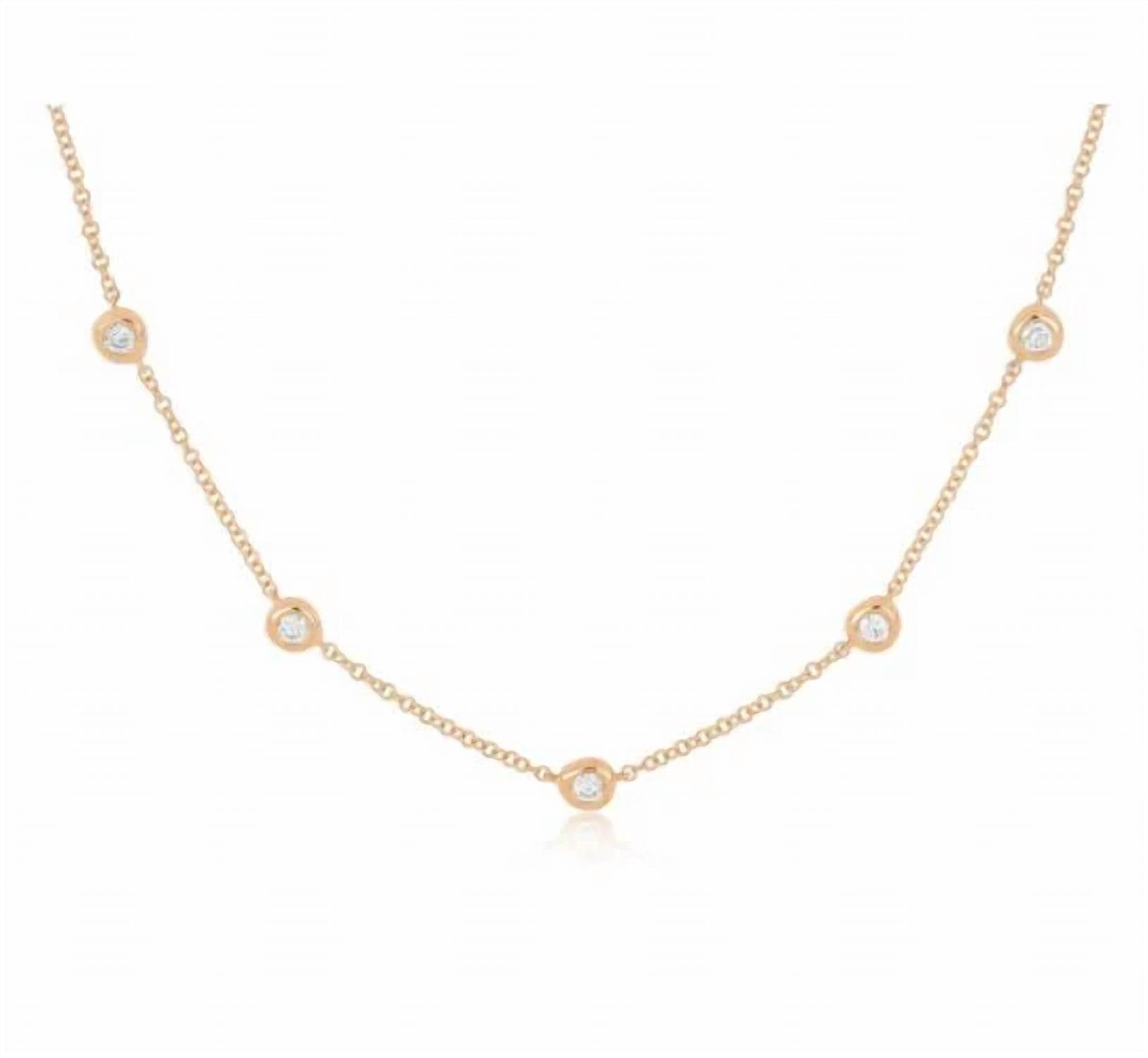 Ef Collection - Women's 5 Diamond Pillow Necklace