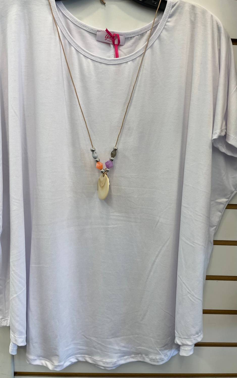 Yolly - Woven Tee With Necklace