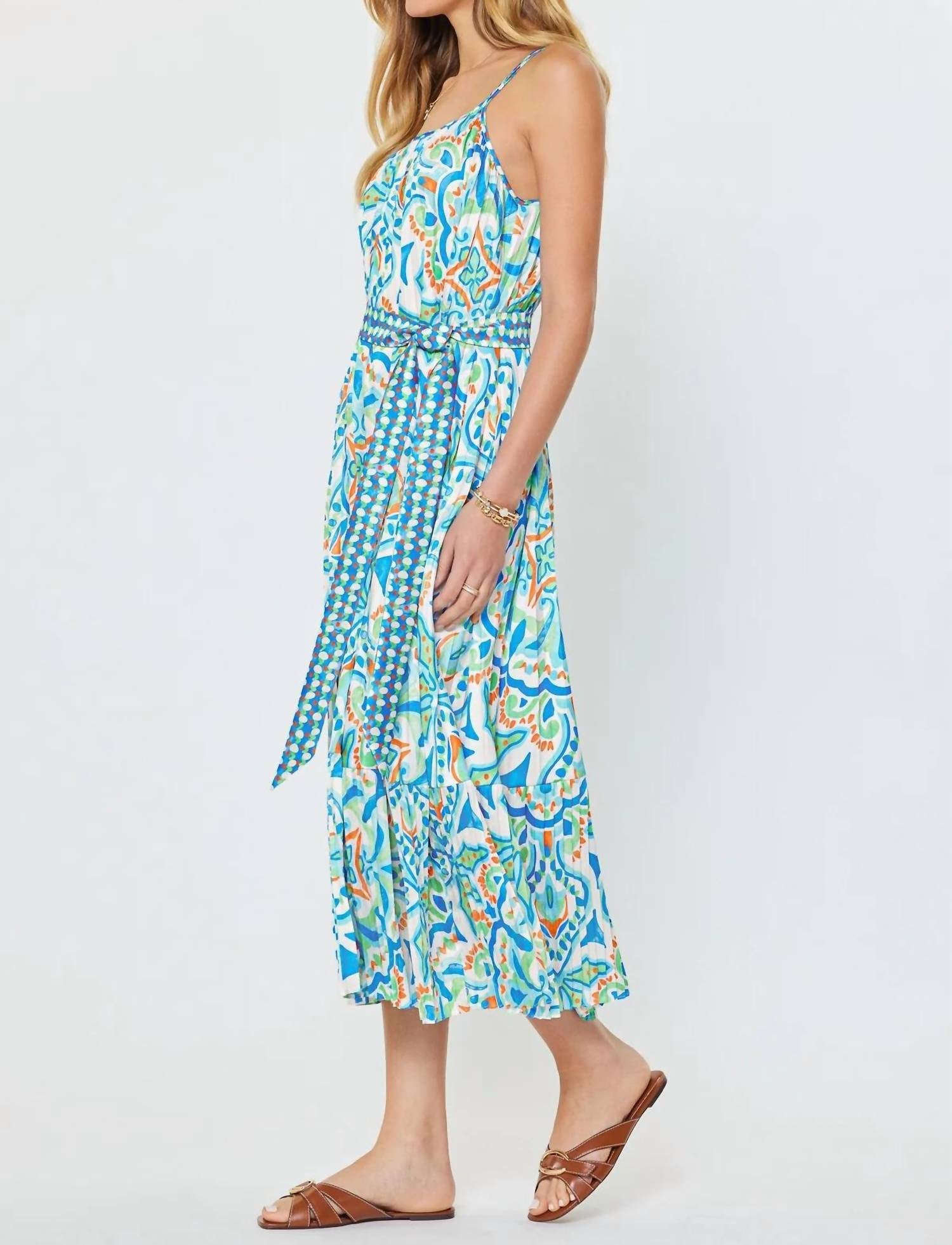 Nyland - Laila Printed Pleated Tiered Midi Dress