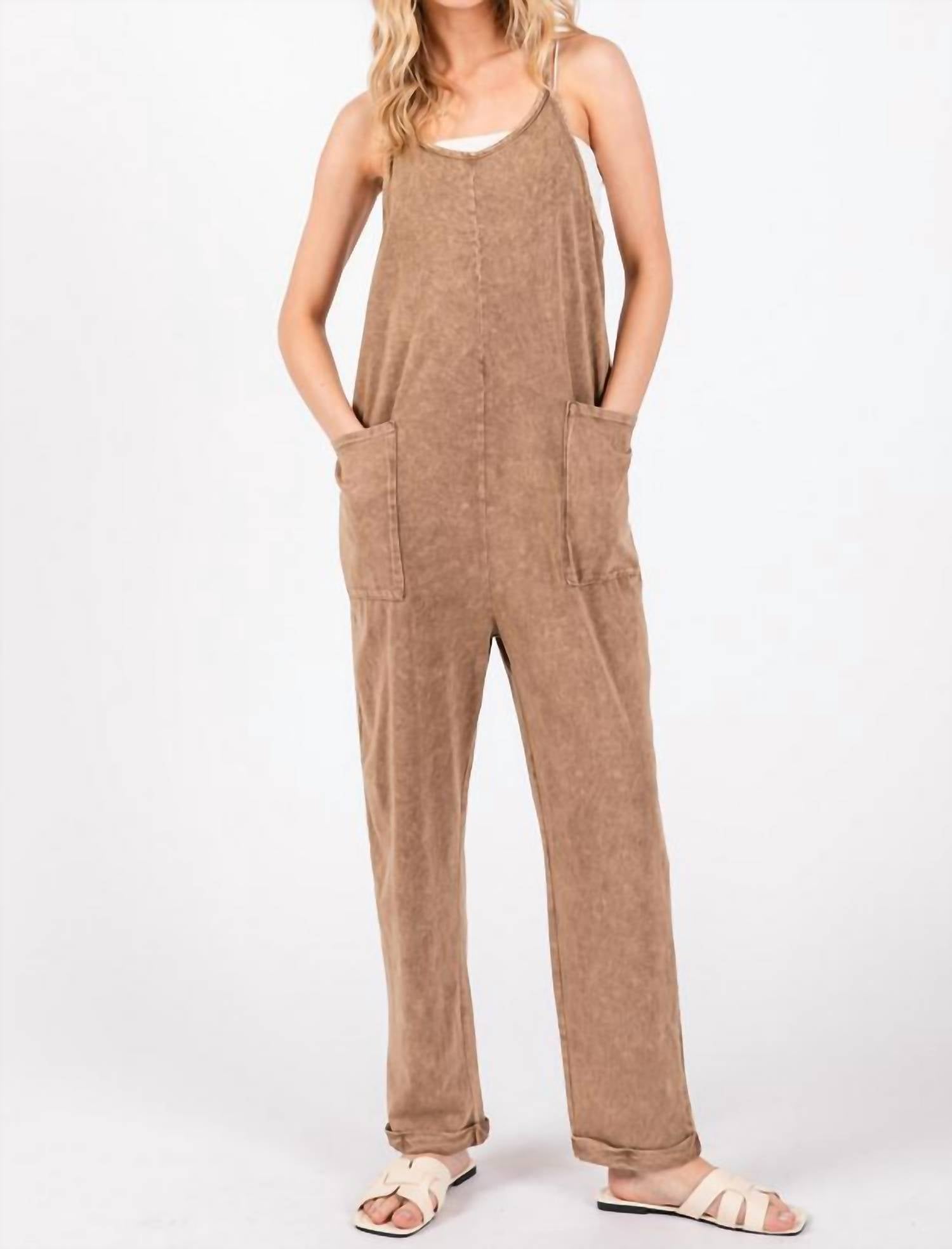 Final Touch - Final Touch Relaxed Mineral Wash Jumpsuit